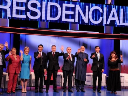 Los candidatos durante un debate televisivo.