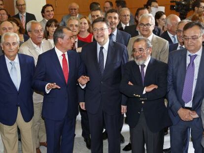El presidente de la Generalitat durante su encuentro con los empresarios valencianos.