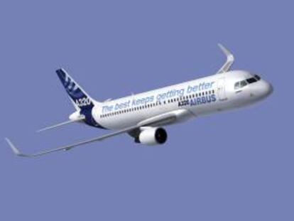 Foto facilitada ayer por Airbus Toulouse que muestra una imagen computacional de un avión de la compañía modelo A320.