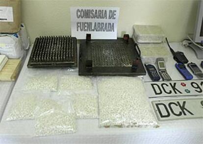 Las 10.000 pastillas de <i>éxtasis</i>, en la comisaría de Fuenlabrada.