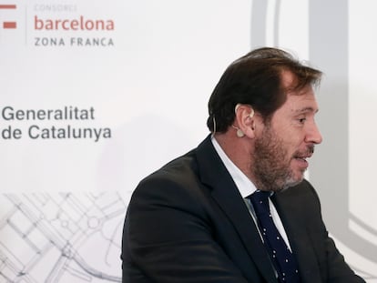 El ministro de Transportes, Óscar Puente, durante un acto en Barcelona este viernes.