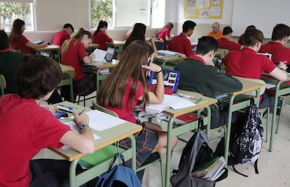 Un aula de un colegio valenciano concertado. 