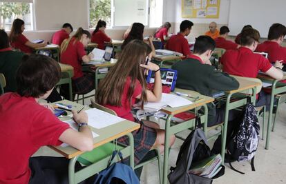 Un aula de un colegio valenciano concertado.