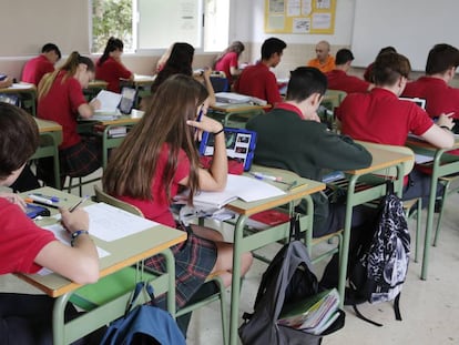 Un aula de un colegio valenciano concertado. 