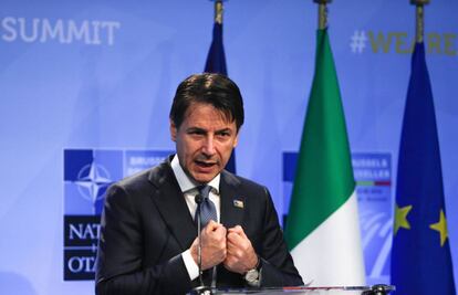 El primer ministro italiano, Giuseppe Conte, en la cumbre de la OTAN el 12 de julio de 2018.