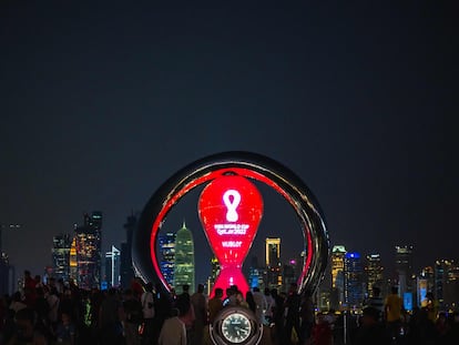 El reloj que marca la cuenta atrás para el inicio del Mundial en Doha.