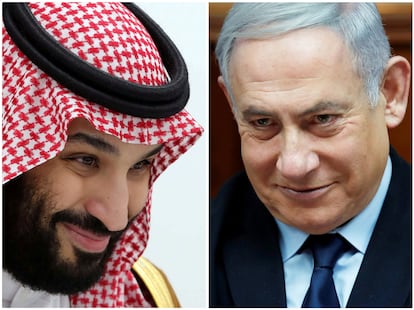 El príncipe heredero saudí, Mohamed Bin Salman, y primer ministro de Israel, Benjamín Netanyahu.