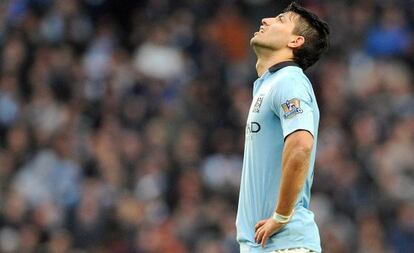 Agüero, durante el Manchester City-Manchester United del 9 de diciembre.