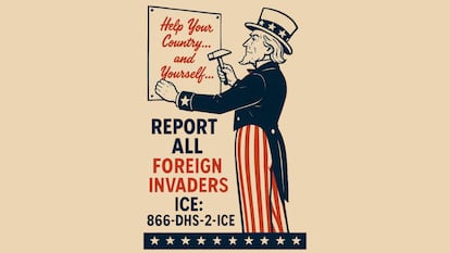Una imagen difundida por el Departamento de Seguridad Nacional de Estados Unidos que pide a sus ciudadanos ayudar a denunciar a los inmigrantes ilegales.