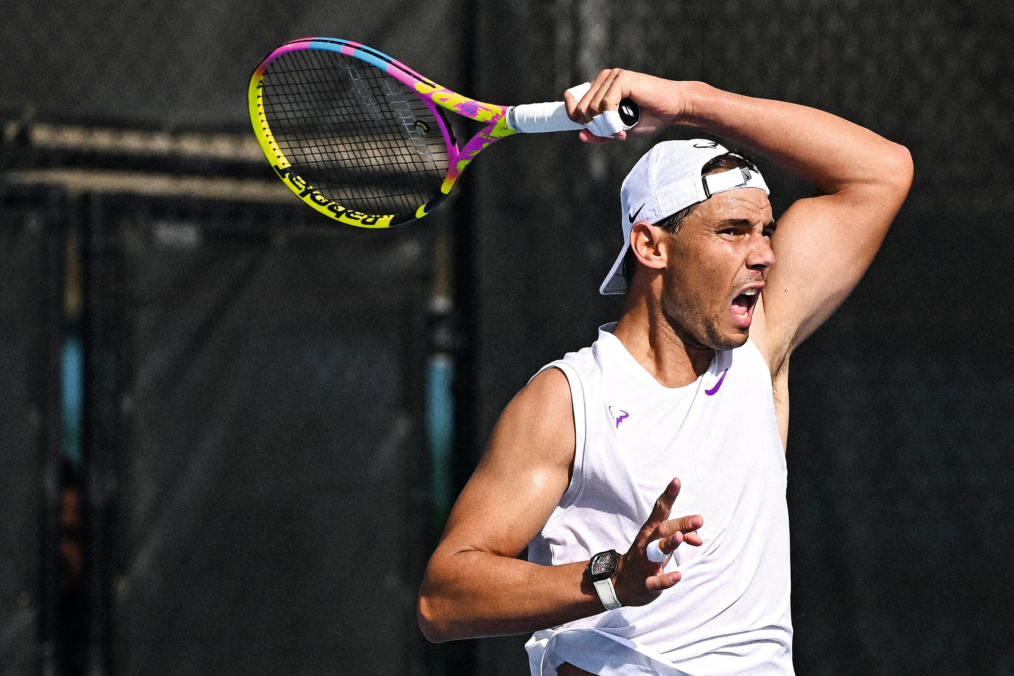 Rafa Nadal, durante una sesión de entrenamiento en la Rafa Nadal Academy Kuwait.