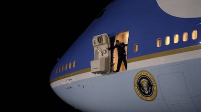 El avión presidencial en la Base de la Fuerza Aérea Andrews.