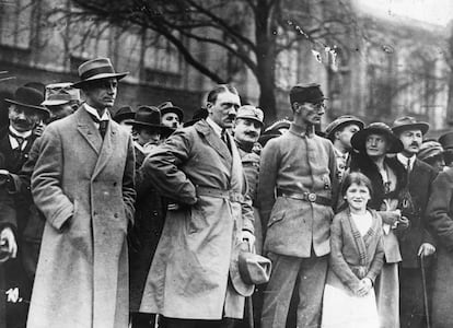 Adolf Hitler durante el Putsch de Múnich.