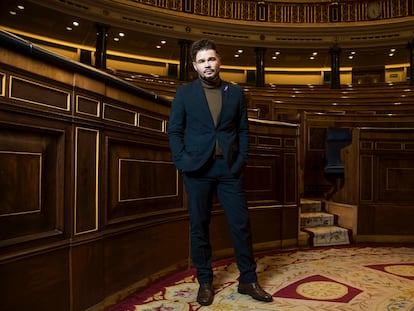 Gabriel Rufián, portavoz de ERC en el Congreso, el pasado jueves en el salón de pleno de la Cámara.