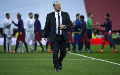 Con esta cara llegó Benítez al Santiago Bernabéu. "Somos los favoritos, jugamos en casa y con nuestra afición", había dicho el técnico en la víspera del clásico. El Madrid perdió 0-4. En casa y ante su afición.