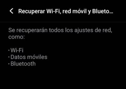 Restablecer redes en Android