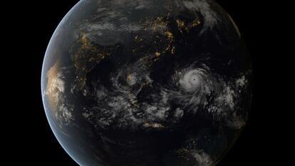 El supertifón Haiyan visto desde el espacio.