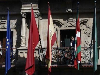 La ikurriña, aquest matí a l'Ajuntament de Pamplona.