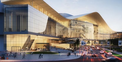 Recreación de una de las futuras fachadas del centro de convenciones de Dallas (Texas, EE UU).