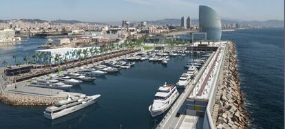 Imagen de la nueva marina aledaña al hotel W, en Barcelona.
