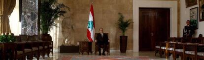 El presidente de L&iacute;bano, Michel Aoun, en el palacio de Baabda de Beirut. 