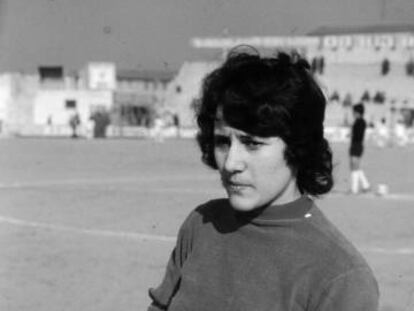 Conchi Amancio, antes de un partido en 1974.