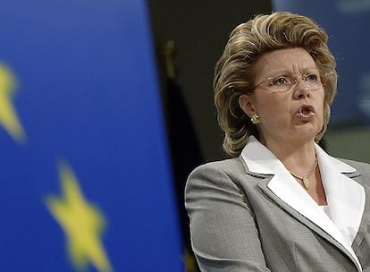 La comisaria Viviane Reding, durante una conferencia de prensa en Bruselas.