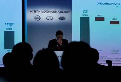 Hiroto Saikawa, consejero delegado de Nissan, durante la conferencia de prensa de resultados de la compañía en Japón.