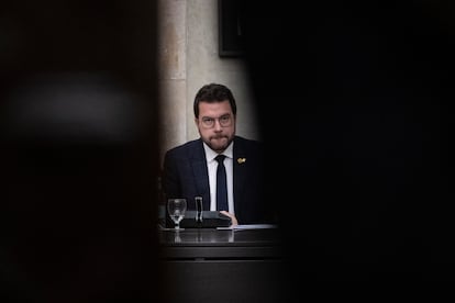 El presidente de la Generalitat, Pere Aragonès, el 19 de diciembre en una reunión en el Palau.