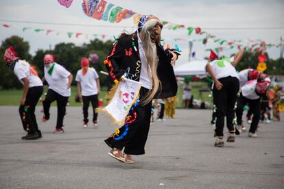 Performers at New York Tlan, an annual celebration of  the contributions of Native-American and new immigrant communities to the United States. Randall's Island, New York, August 11, 2024.