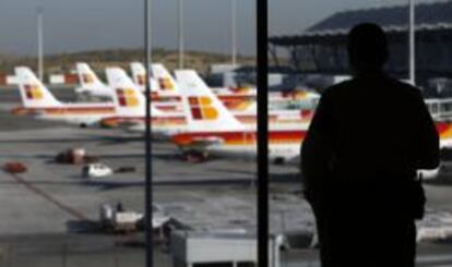 Aviones de Iberia en el aeropuerto Adolfo Su&aacute;rez-Barajas