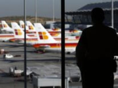 Aviones de Iberia en el aeropuerto Adolfo Su&aacute;rez-Barajas