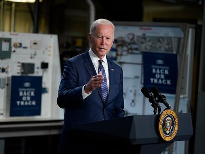 El presidente de EE UU, Joe Biden, durante una conferencia en Portsmouth, Virginia.