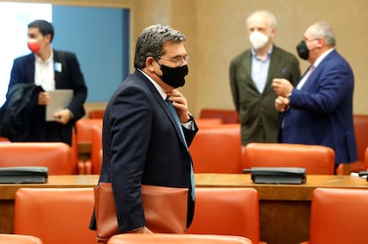 El ministro de Inclusión, Seguridad Social y Migraciones, José Luis Escrivá, en el Congreso de los Diputados, el pasado lunes.