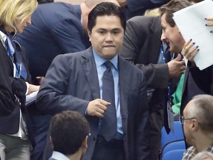 Erick Thohir, en el palco del Giuseppe Meazza.