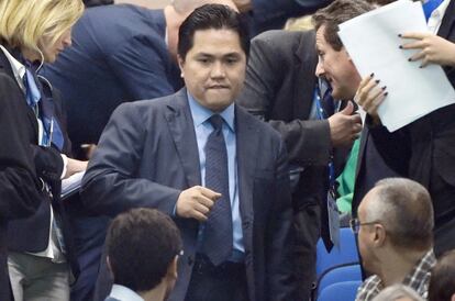 Erick Thohir, en el palco del Giuseppe Meazza.