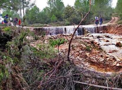 Barranco de la Foia de la Palmera, en L&#39;Olleria, donde las aguas arrastraron a las dos víctimas.