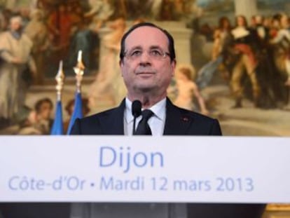 El presidente franc&eacute;s, Fran&ccedil;ois Hollande, en su discurso en Dijon.