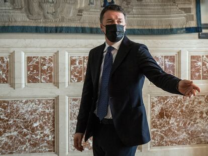 Matteo Renzi, líder de Italia Viva, en una rueda de prensa, este viernes en Roma.