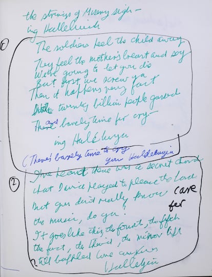 Leonard Cohen's Hallelujah notebook. 1983-1984. © Leonard Cohen Family Trust
