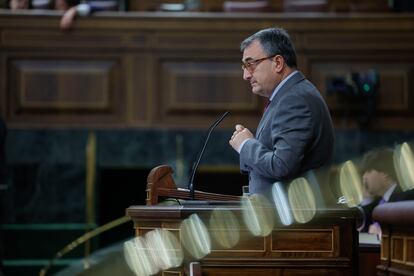 El diputado del PNV Aitor Esteban, en la sesión plenaria del Congreso de los Diputados celebrada este martes.