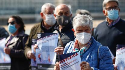 Pensionistas protestan en San Sebastián por una mejora de la jubilación, el pasado mayo.