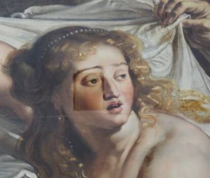 Detalle de la limpieza de 'Susana y los viejos', de Rubens.