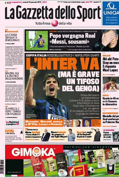 Portada de la 'Gazzetta dello Sport'.