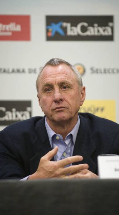Johan Cruyff, ayer en Barcelona.