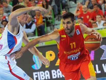 Fernando San Emeterio, durante el partido contra Serbia. 