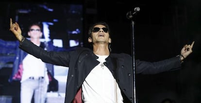 Marc Anthony, durante el concierto en el estadio Vicente Calderón.