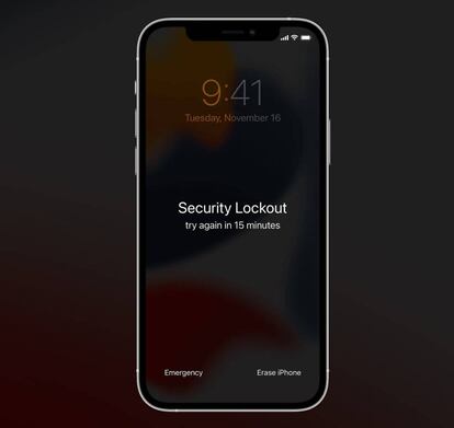 Bloqueo de seguridad en un iPhone.