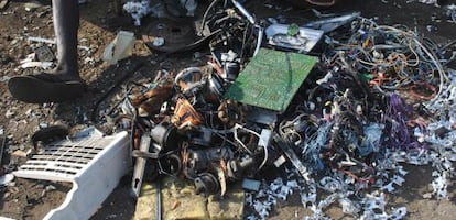 Basura electrónica en el vertedero de Agbogbloshie.