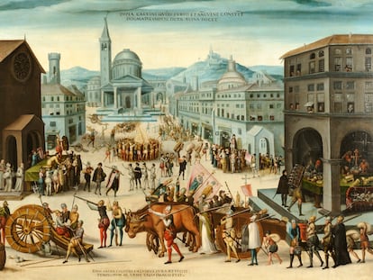 'Saqueo de Lyon por el barón des Adrets en 1562', pintura de la exposición 'El odio de los clanes', en el Museo del Ejército de París.