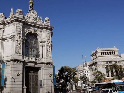 Fachada del Banco de España, en Madrid. 